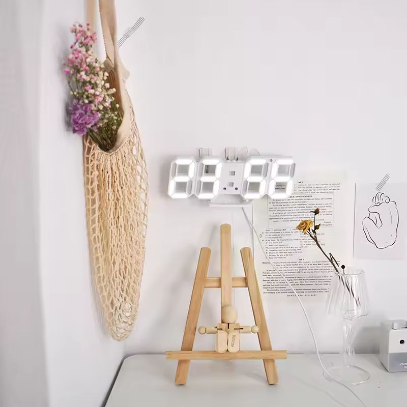 3D LED Digital Alarm Clock Three dimensional Wall Clock Hanging Watch Table Calendar Thermometer Electronic Clock Furnishings