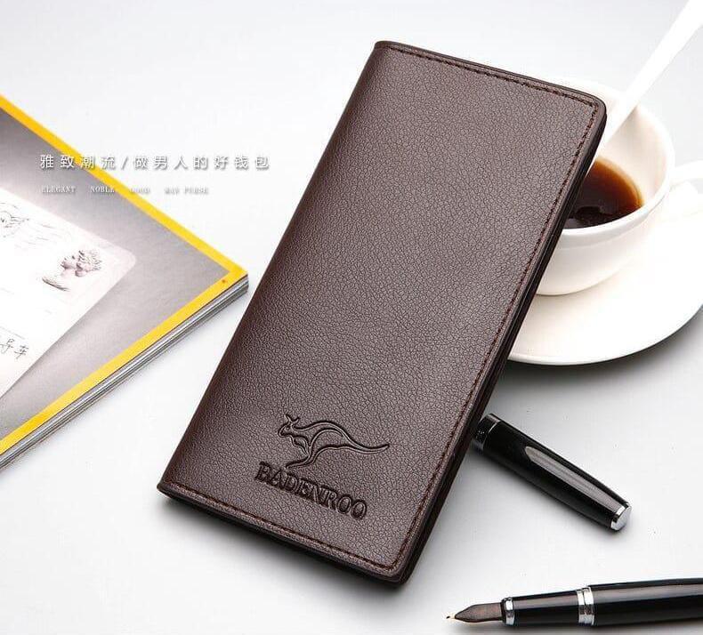 Kangro Ultra Slim Long Purse Wallet For Men With Stylish Design Durable Leather Easy Carrying And Everyday Use - Black