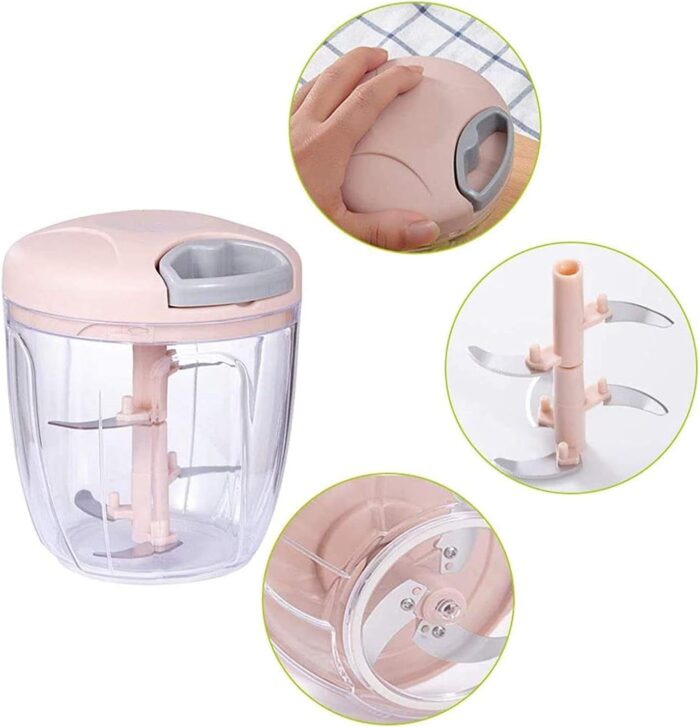Manual Garlic Chopper Hand-Powered Food Chopper Mini Pull String Design Food Processor, Mincer,Garlic Press Mincer Pepper Chili Nuts Meat Grinder