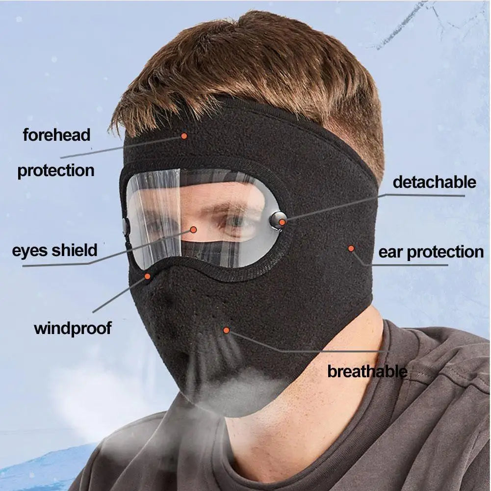 Windproof Anti Dust Full Face Masks Cycling Ski Breathable Masks Eye HD Anti Fog Goggles Hood Cover Winter Warm Hat Caps