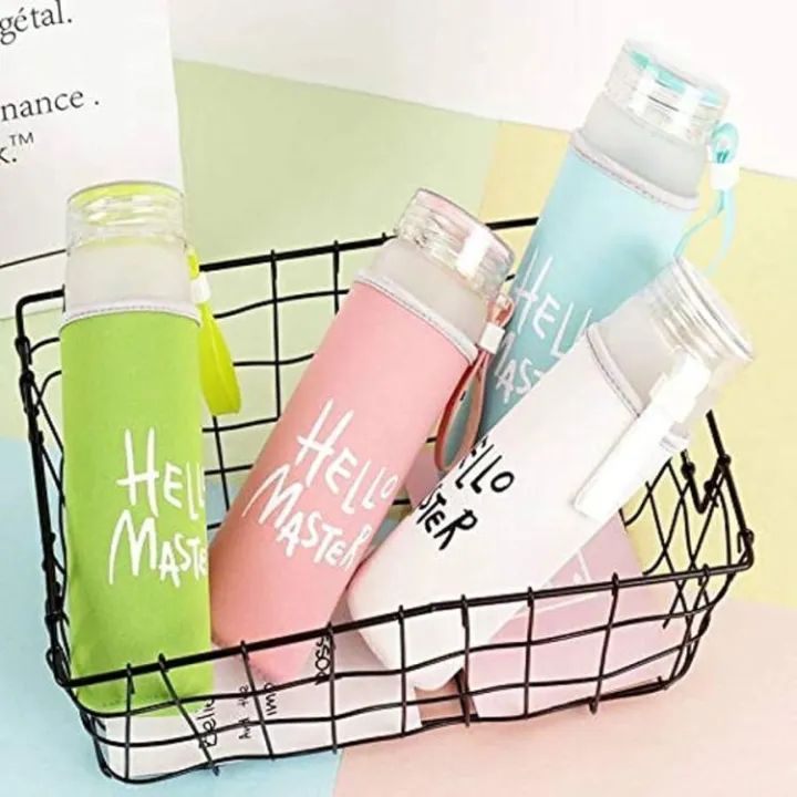 Hello Master Glass Water Bottle for School College Office 480 ml