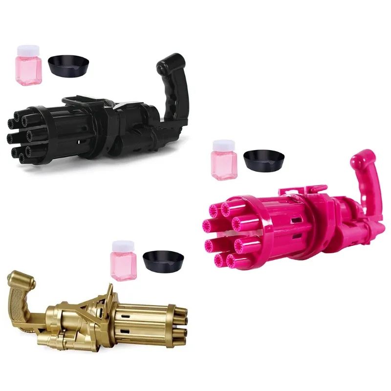 Kids Automatic Bubble Gatling Gun Summer Soap Water Bubble Machine Bubble Machine Gun Indoor Outdoor Toy Gift for Children