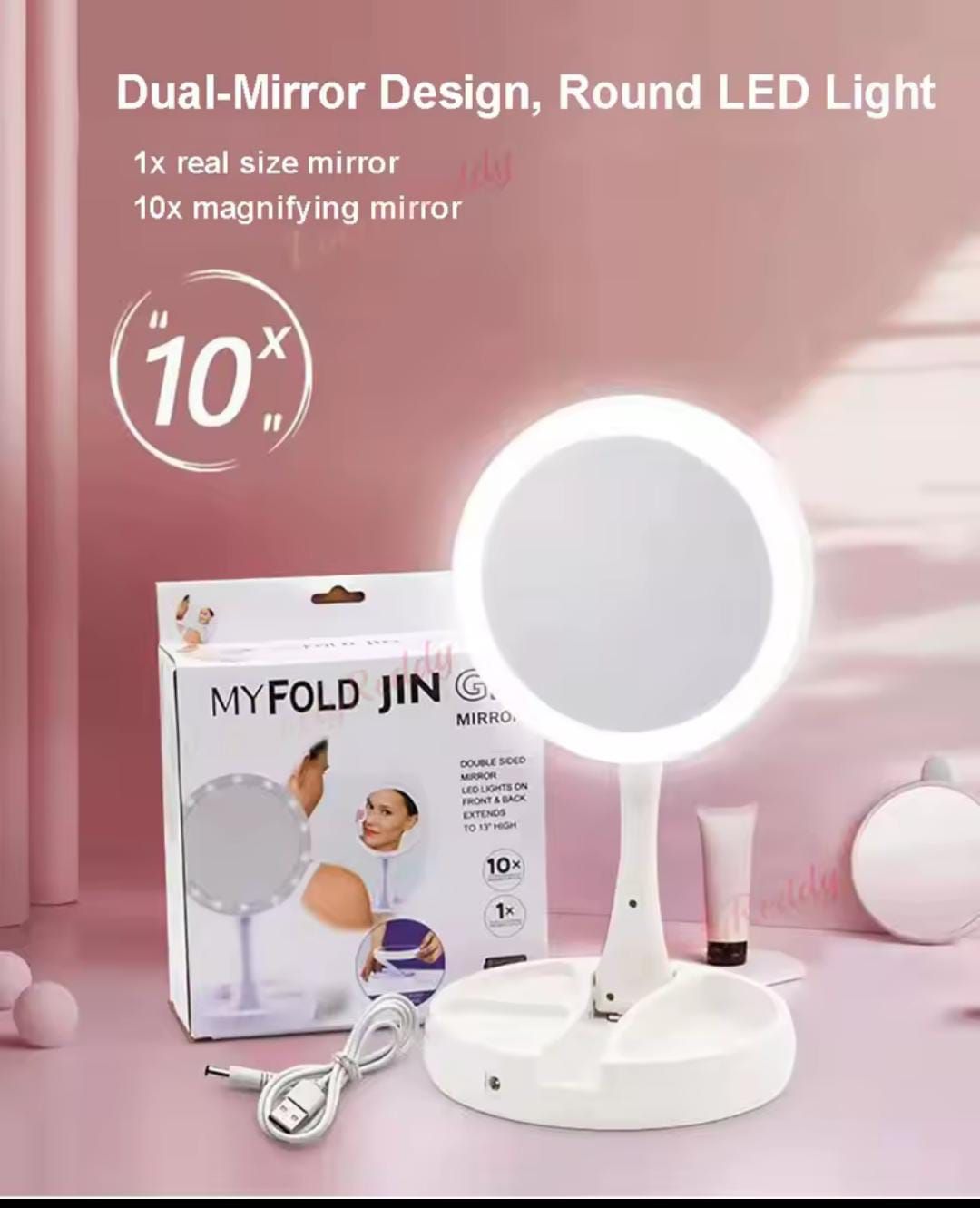 LED Magnification Mirror Portable Makeup Mirror Makeup Light With 10 X Magnification